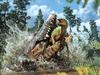KIDS NEWS: Artist's reconstruction of Confractosuchus devouring a juvenile ornithopod. Picture: Julius Csotonyi/supplied/Australian Age of Dinosaurs Museum
