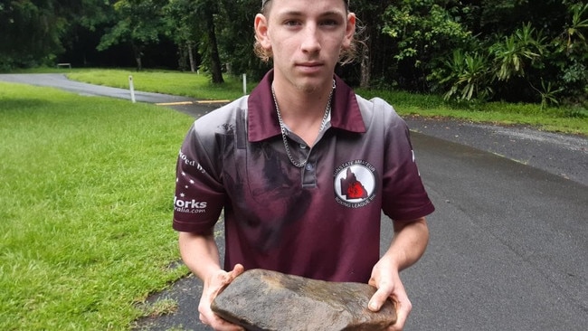 Lionel's son was nearly struck by a huge rock the size of a football that was supposedly thrown by a yowie. Photo: Lionel Carroll