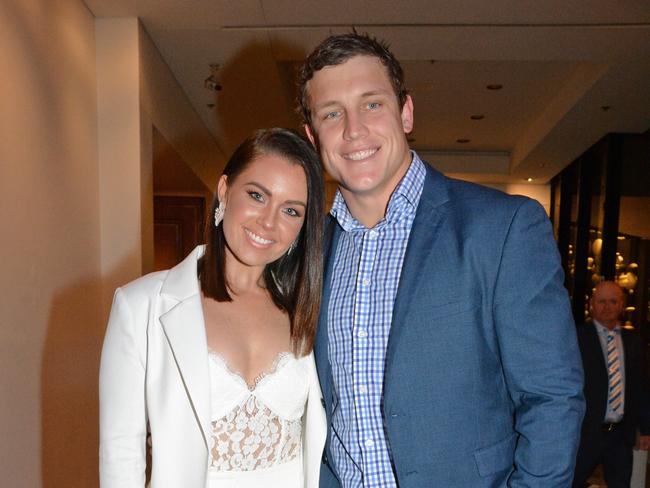 Courtney Thorpe and Jarrod Wallace at Gold Coast Titans Awards night at QT Resort, Surfers Paradise. Picture: Regina King