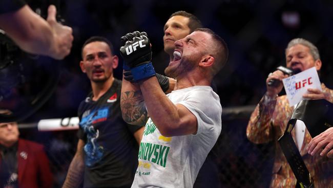 volkanovski following his win against Max Holloway at UFC 245. Photo: Richard Dobson