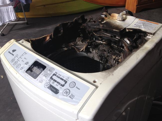 Liz Herbert's Samsung washing machine after it caught fire. Picture: Supplied