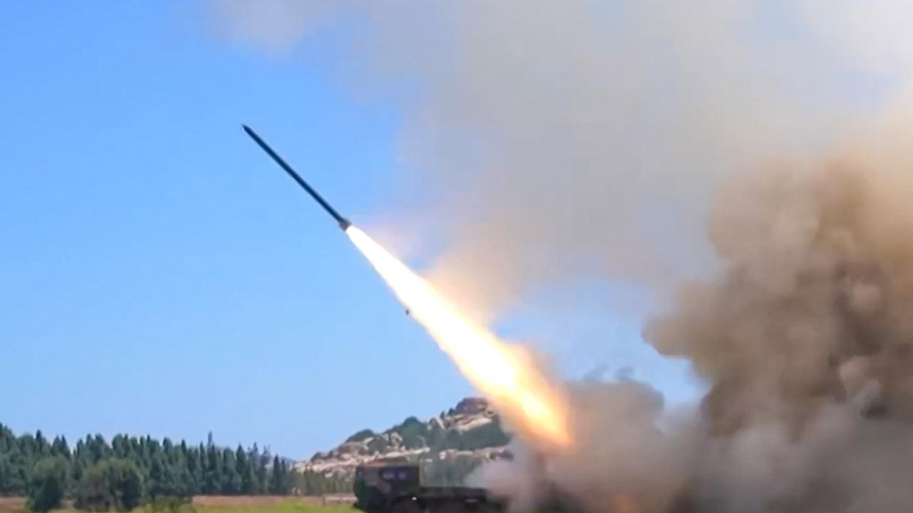 A screen grab from a video by the People's Liberation Army Eastern Theatre Command in, 2022 shows a missile being fired during a Chinese military exercise. (Photo by PLA EASTERN THEATRE COMMAND/ESN / AFP)