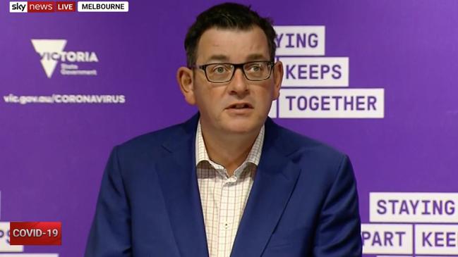 Daniel Andrews has likened the pandemic to an inferno. Picture: Sky News