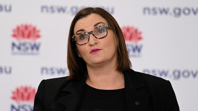 NSW Education Minister Sarah Mitchell speaks to the media during a Covid-19 press conference in Sydney. Picture: NCA NewsWire/Bianca De Marchi