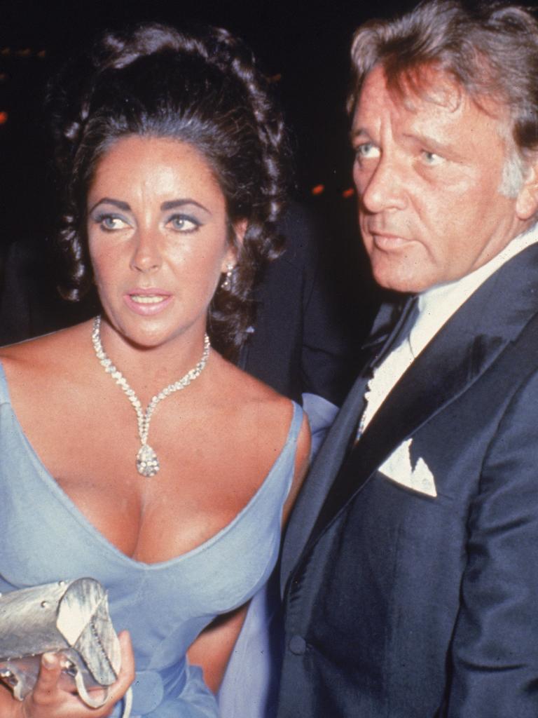 Elizabeth Taylor and Richard Burton were known for their tumultuous love-affair as well as Burton’s generosity when it came to diamonds. Taylor’s 69-carat pear-shaped sparkler she wore to the 1970 Oscars was auctioned for $US5 million in 1978 to build a hospital in Botswana. Picture: Getty