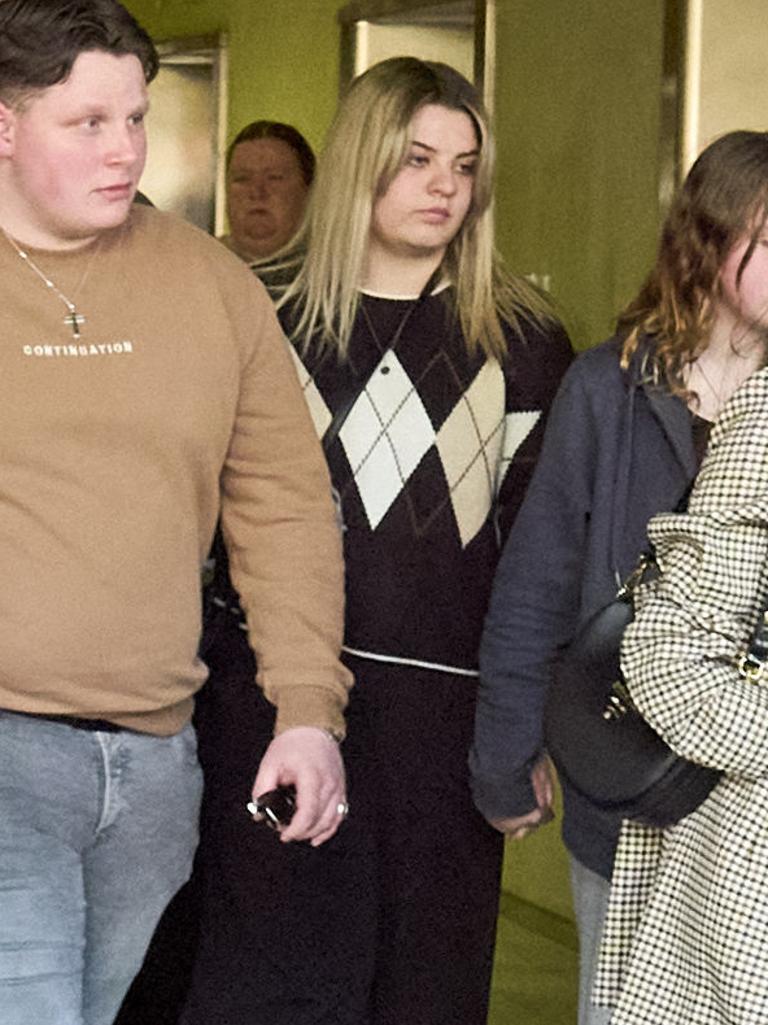 Ms Stewart’s daughter, Tara, outside court. Picture: Matt Loxton