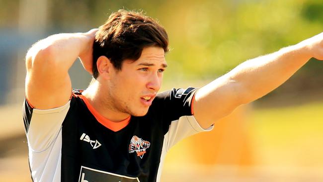 Mitchell Moses during Wests Tigers training at Concord Oval ahead of their game against the Eels. pic Mark Evans