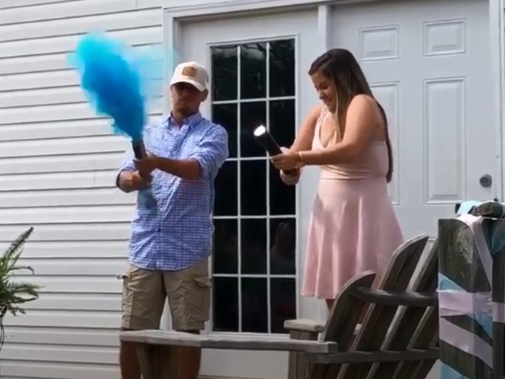 Gender Reveal Backfires After Party Popper Hits Dad In Crotch Video The Courier Mail