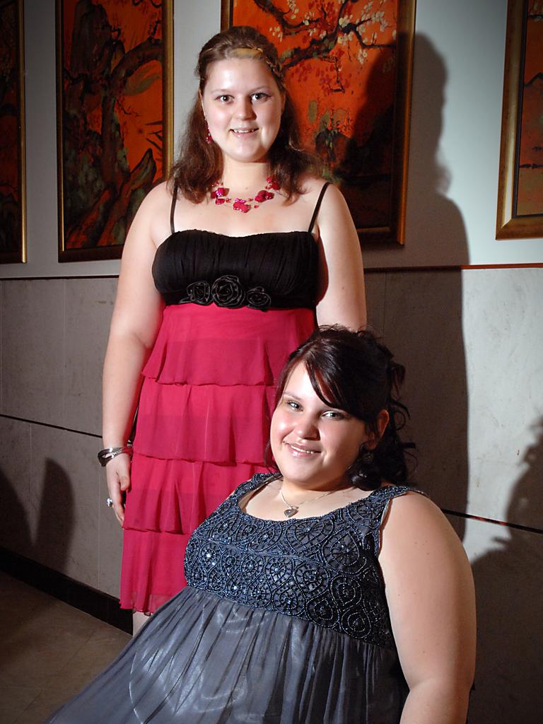 Katie Row and Louisa Baker Jones at the 2009 Palmerston High School formal at SkyCity. Picture: NT NEWS