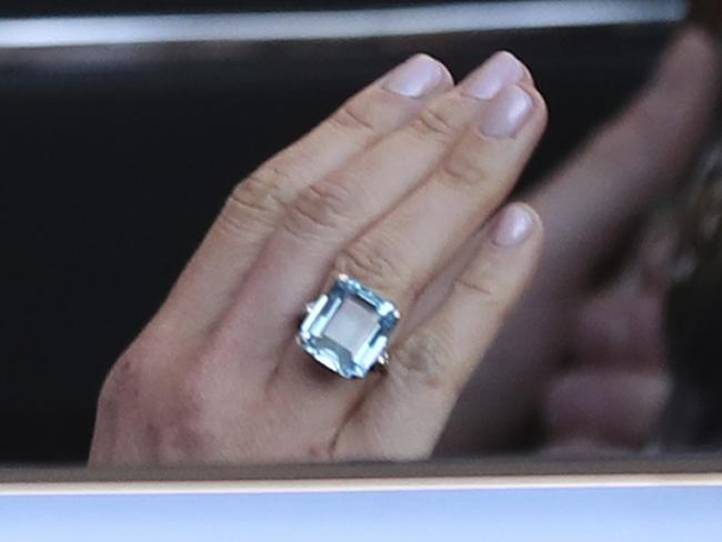 In a dazzling tribute, the new Duchess of Sussex wore a ring that belonged to Princess Diana. Picture: Steve Parsons via AP)