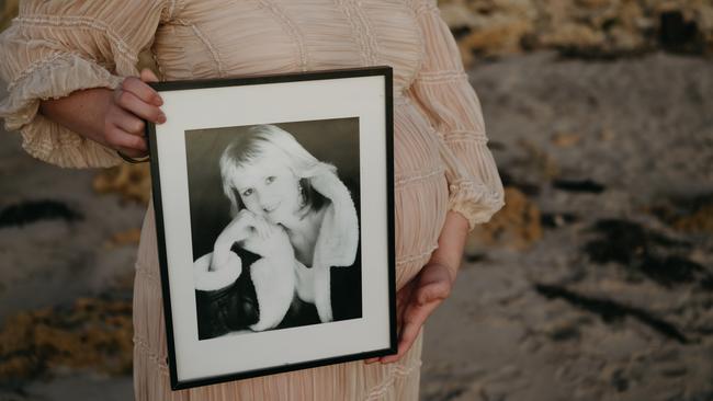 Iris Leeson, pregnant with her first child Dylan Carter, after she lost her mum Angela Hodgson when she was 19. Picture: Supplied