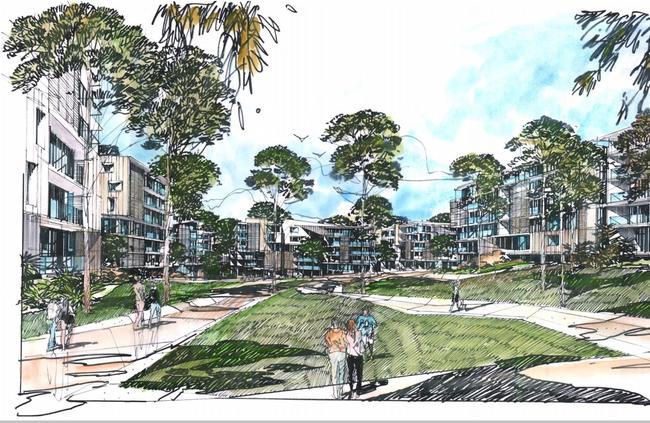 An artist’s impression showing some of the open community space at the West Pennant Hills site.