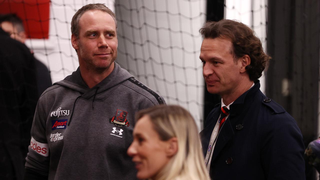 Rutten in the rooms after the game with CEO Xavier Campbell. Picture: Michael Klein