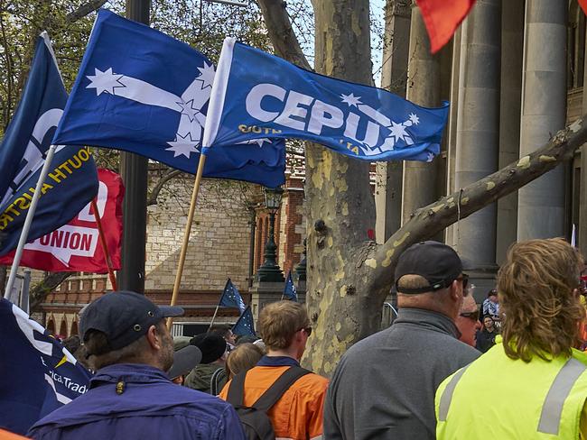 CFMEU rally in Adelaide, Tuesday, Aug. 27, 2024. Picture: Matt Loxton