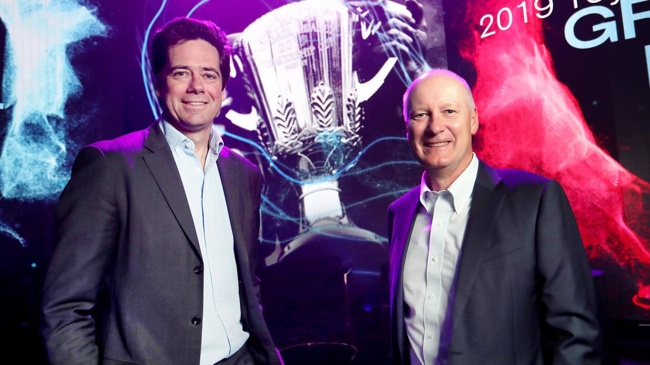 AFL CEO Gillon McLachlan and AFL chairman Richard Goyder. Picture: David Geraghty