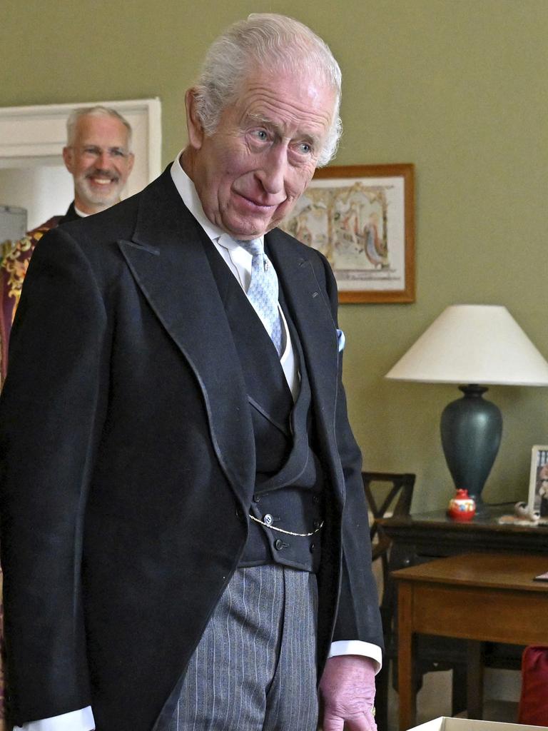 King Charles views a display of the Cathedral's Magna Cartas after the Royal Maundy Service at Durham Cathedral, in Durham, England. Picture: AP
