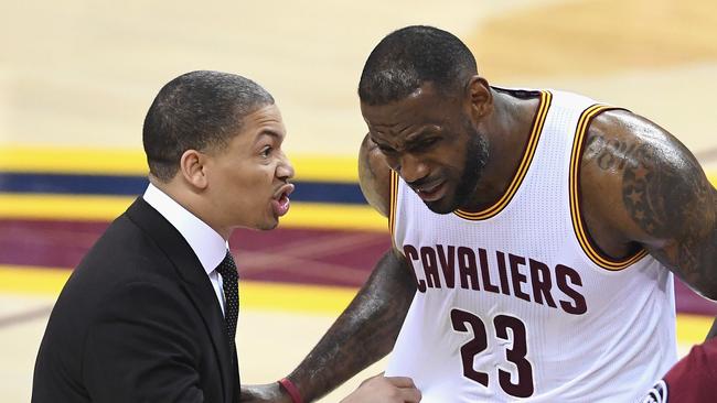 Ty Lue and LeBron James.