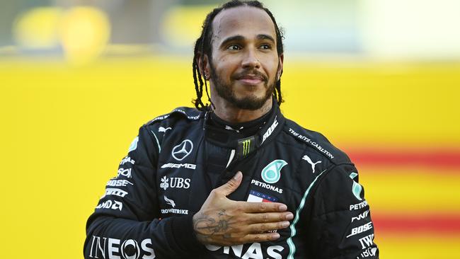 Lewis Hamilton after winning the Tuscan GP. Picture: Getty Images