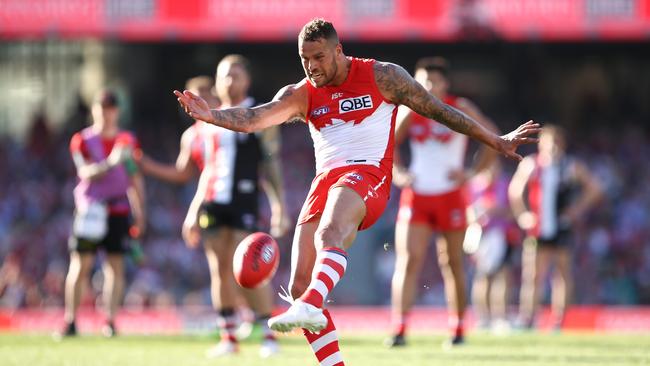 Lance Franklin booted four goals against the Saints. Pic: AAP Image