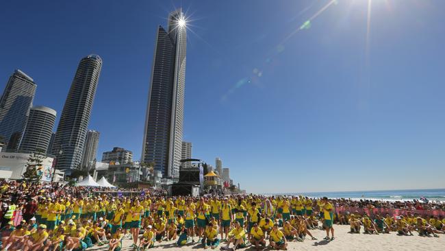 Australian Commonwealth Games Athletes meet and greet at Surfers Paradise Beach. Picture Glenn Hampson/