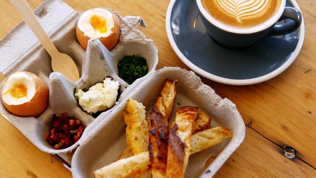 The Paddock Bakery in Miami. Dippy Eggs. Photo: Kit Wise