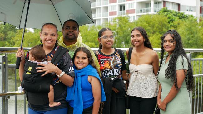 The Harris family head into Queensland Country Bank Stadium for the NRL All Stars on Friday night. Picture: Blair Jackson