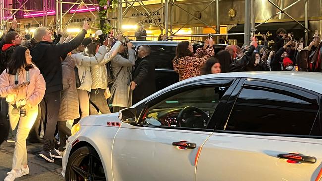 Fans piled onto busy Madison Avenue oblivious to the traffic. Picture: Benedict Brook/news.com.au