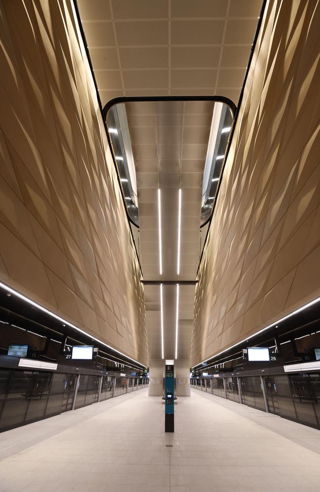 The new Sydney Metro platform at Central Station in Sydney. Picture: Richard Dobson