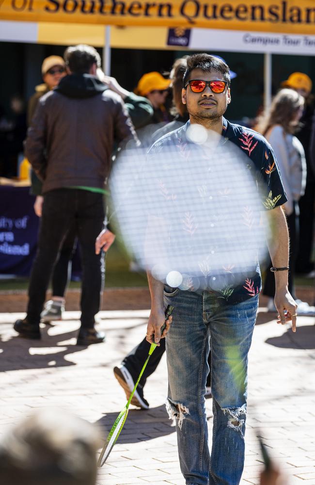 UniSQ Badminton Club member Harish Yela at the club display at Open Day at UniSQ, Sunday, August 18, 2024. Picture: Kevin Farmer