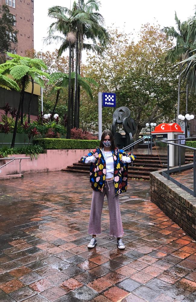 Sarah outside the Kings Cross Police Station on her final day of reporting. Picture: Supplied