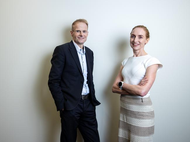 3/5/24: Richard Scolyer & Georgina Long, co-directors of the Melanoma Institute and joint winners of the Australian of Year award for their pioneering work in the treatment of melanoma are contributing an essay to The Australian's 60th Anniversary Magazine. John Feder/The Australian.