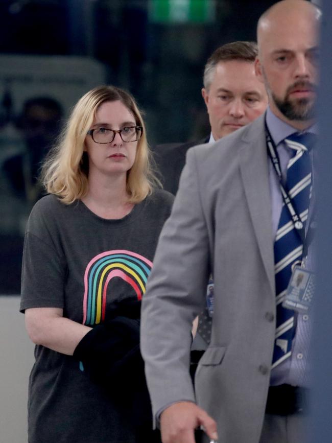 Lisa Lines arriving back in Adelaide. Picture: NCA NewsWire/Kelly Barnes