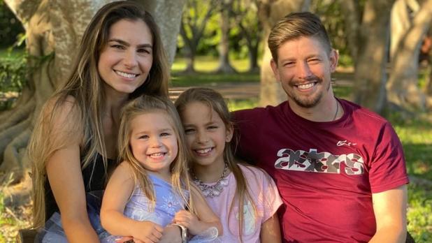 Retired Australian professional motorcycle racer Casey Stoner and his family. Pic Facebook.