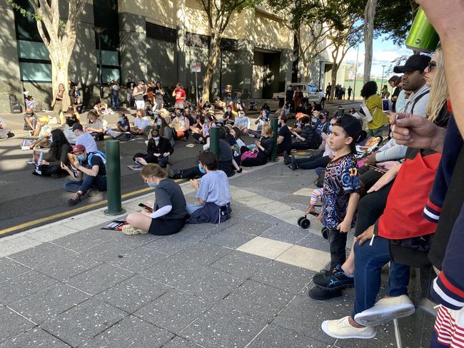 Black Lives Matter protesters outside a Brisbane court on Wednesday. Picture: Vanessa Marsh