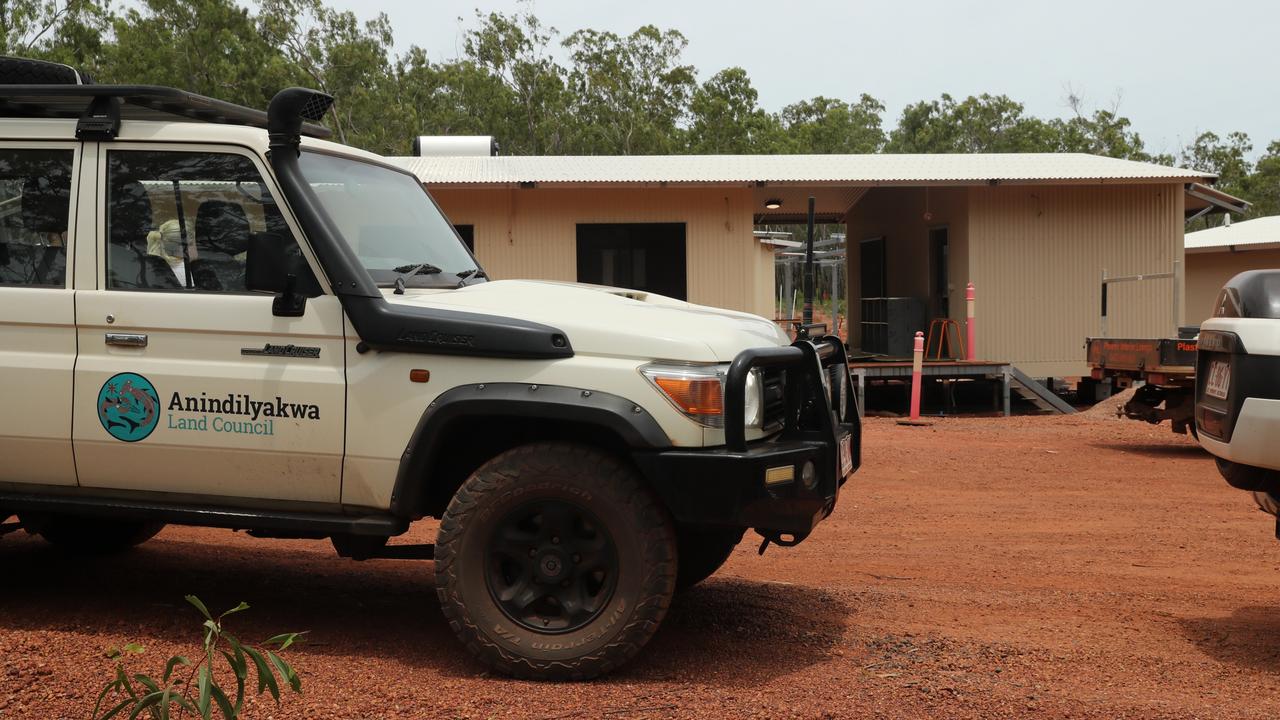 Anindilyakwa Land Council cars travel down the dirt road to the site of the Anindilyakwa Healing Centre, as part of a series of justice reforms for the Groote Archipelago. Picture: Zizi Averill