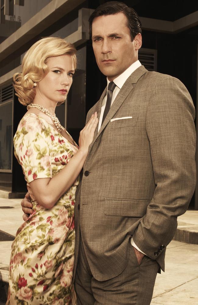 Advertising world in the sixties ... January Jones (who plays Betty Francis) and Jon Hamm (Jon Draper) in a scene from Mad Men.