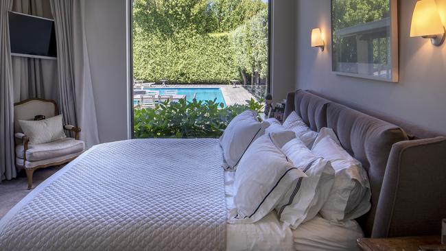 The master bedroom overlooking the pool. Picture: David Geraghty