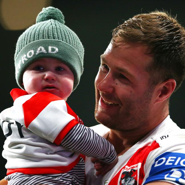 Trent Merrin paid tribute to his family upon his retirement. Picture: Matt Blyth/Getty Images