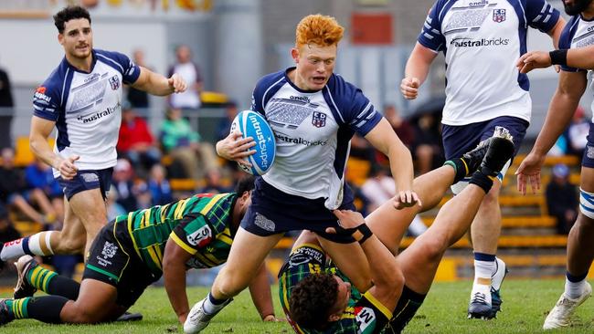 Tane Edmed on the burst in the Shute Shield grand final between Eastwood and Gordon. Pic: Karen Watson