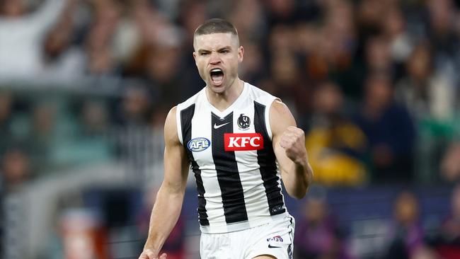 Sullivan showed no nerves as he slotted a goal with his first AFL kick. (Photo by Michael Willson/AFL Photos via Getty Images)