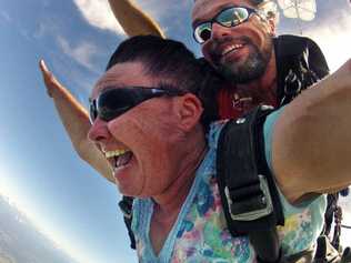 Rosewood woman Carmel Luetchford takes part in the Jump to Cure Diabetes after she and Jane Bell raised more than $7000. Picture: Contributed