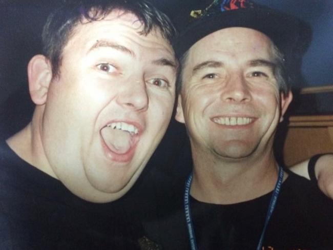 DJ Steve "Hoops" Hooper with guest singer John Paul Young at McMahons. Picture: Supplied by Steve Hooper.