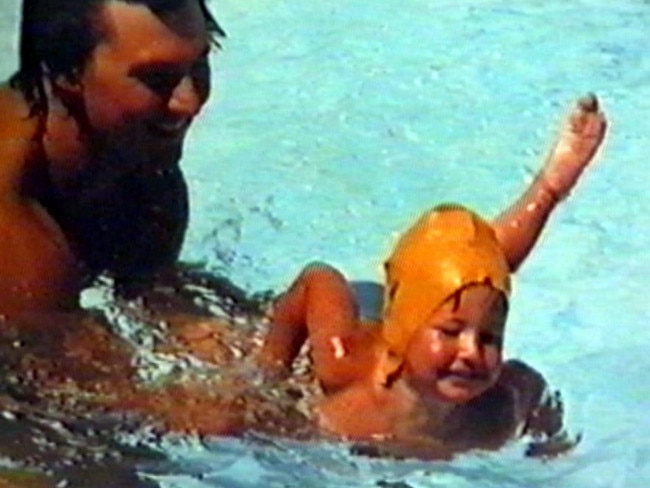 Brooke Hanson and father Ian at Manly’s Andrew 'Boy' Charlton pool as a young girl.