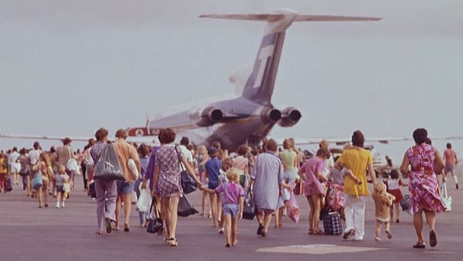 Darwin International Airport during the post-Cyclone Tracy evacuation of the city, included in the new short production, 'More Than Just Being There'. Picture: National Archives of Australia