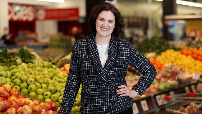 Incoming Coles boss Leah Weckert at a store in Melbourne. Picture: David Geraghty