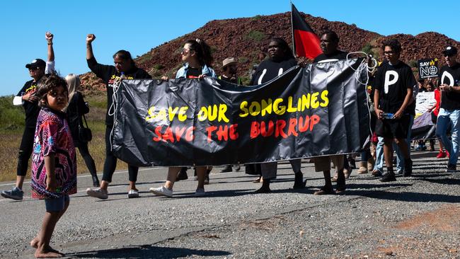 A protest against the Perdaman urea plant on WA's Burrup Peninsula. Picture: Nancye Miles-Tweedie