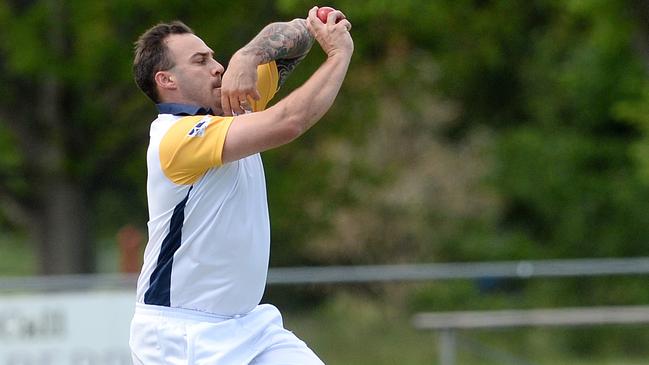 Ian Spiteri bowling for Bacchus Marsh. Picture: Angie Basdekis