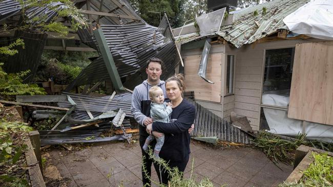 Kalorama’s Braeden and Bri Tairi and son Levi had a near-death experience at their home. Picture: NCA NewsWire