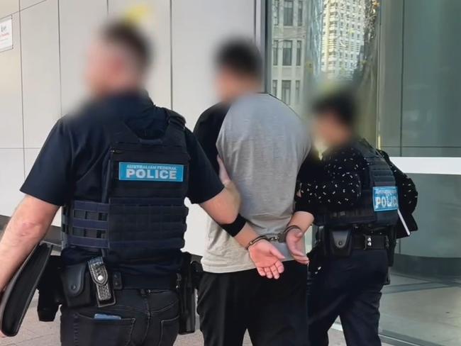 Video footage of a man being arrested on one charge f  conspiracy to conceal non-citizens for his alleged involvement in assisting 15 Chinese nationals who arrived in Australia by boat in a remote part of Western Australia near the Mungalulu Truscott Airbase on April 5, 2024. ,