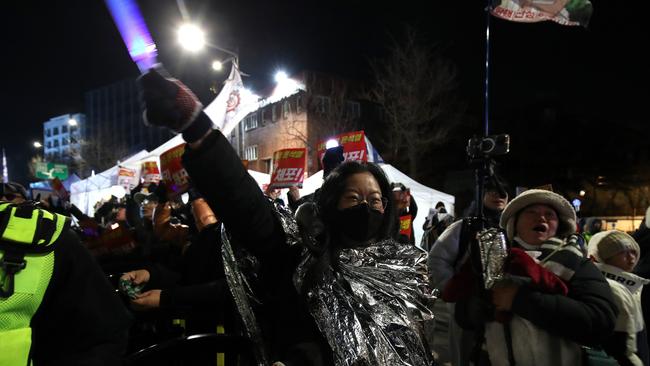 Protesters participate in a rally against impeached President Yoon Suk Yeol near the official Presidential residence of impeached South Korean President Yoon Suk Yeol on January 15, 2025. Picture: Chung Sung-Jun/Getty